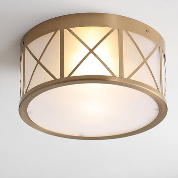 Cadence Drum Metal/Glass Flush Mount - JONATHAN Y